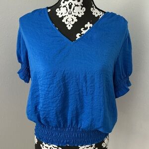 1. State Cobalt Blue V-Neck Blouse
